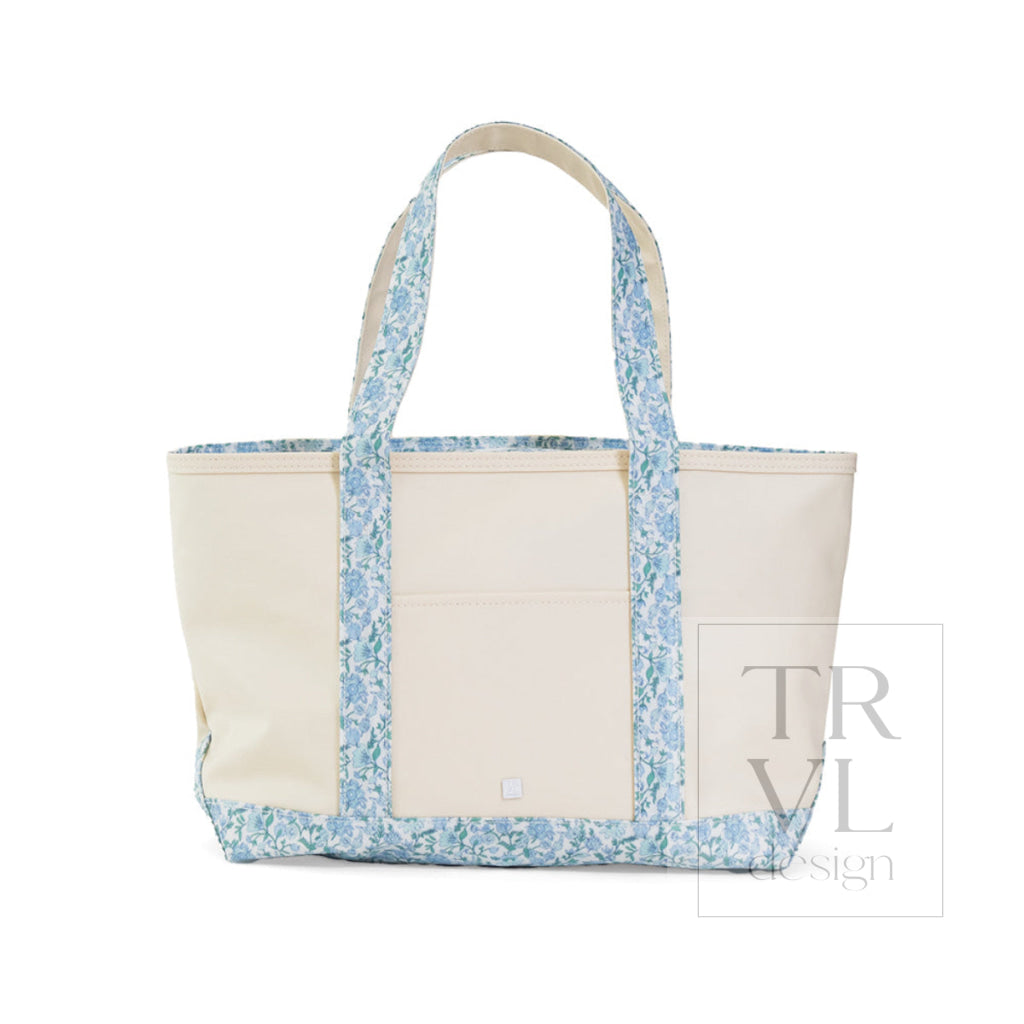 MEDIUM TOTE - COATED CANVAS NATURAL with HAMPTONS TRIM *ETA Ship 7/15 - Tote Bags