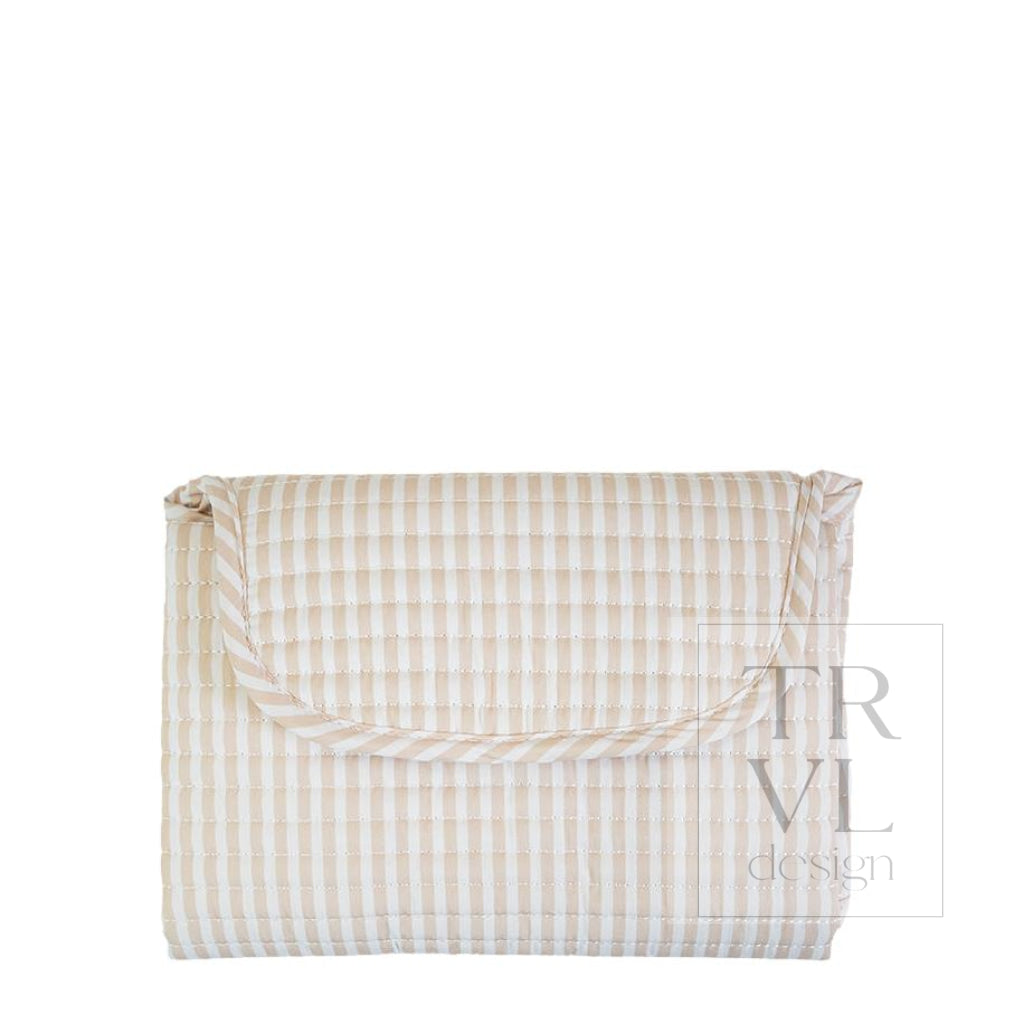 QUILTED CHANGING MAT - PIMLICO STRIPE SAND - Changing Mats