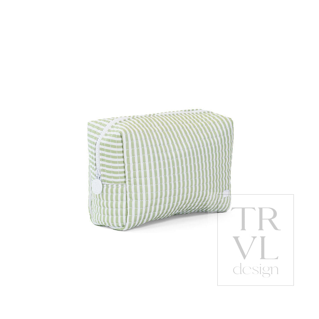 QUILTED EVERYDAY BAG - PIMLICO STRIPE SAGE - Cosmetic & Toiletry Bags