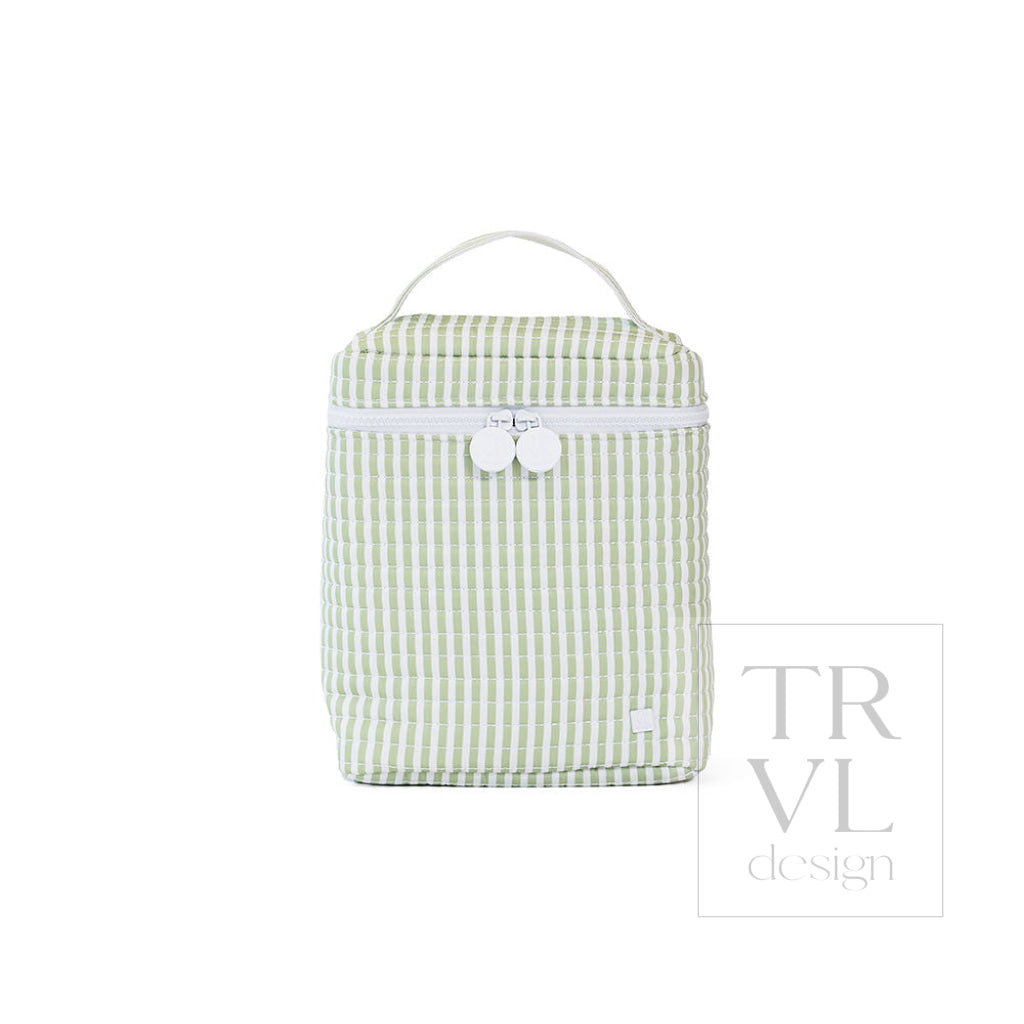 QUILTED GO GO LUNCH INSULATED BAG- PIMLICO STRIPE SAGE - Lunch Bags