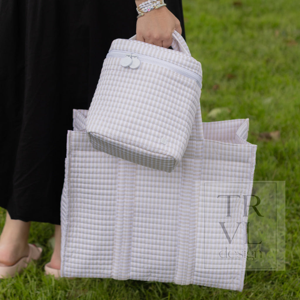 QUILTED GO GO LUNCH INSULATED BAG- PIMLICO STRIPE SAND - Lunch Bags