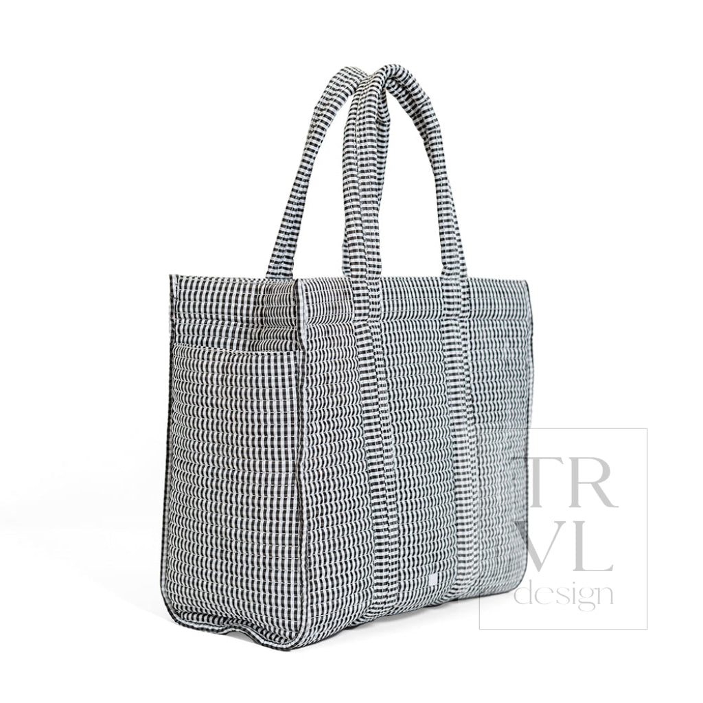 QUILTED GO GO TOTE - GINGHAM BLACK - Tote Bags
