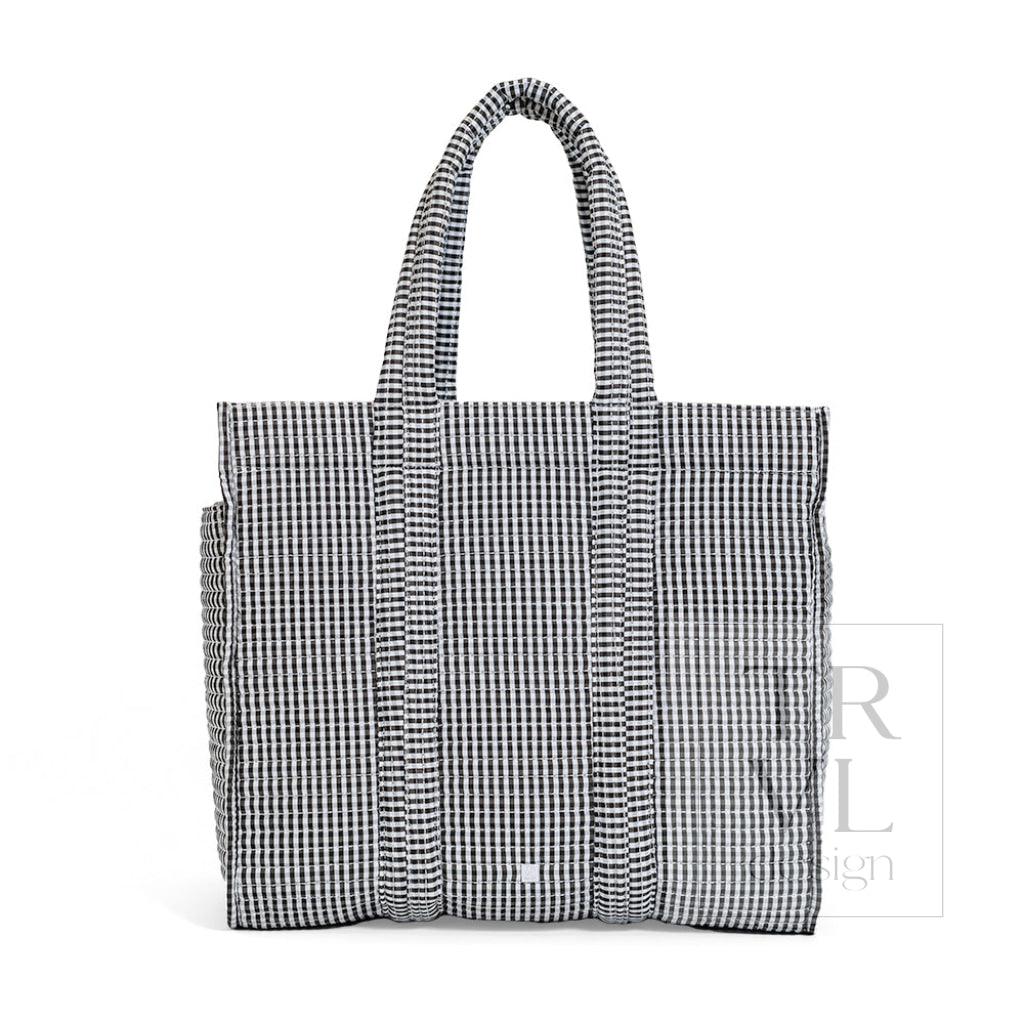 QUILTED GO GO TOTE - GINGHAM BLACK - Tote Bags