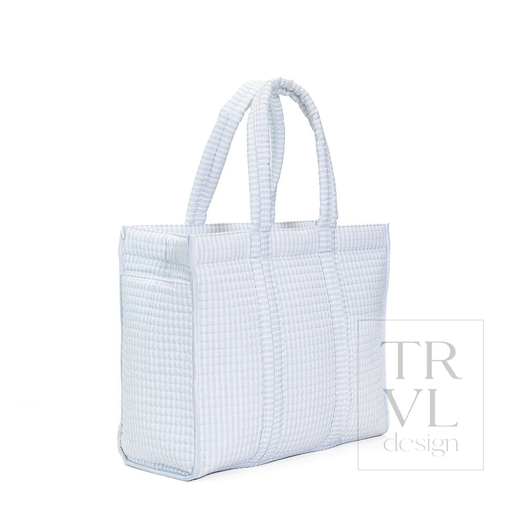 QUILTED GO GO TOTE - PIMLICO STRIPE BLUE - Tote Bags