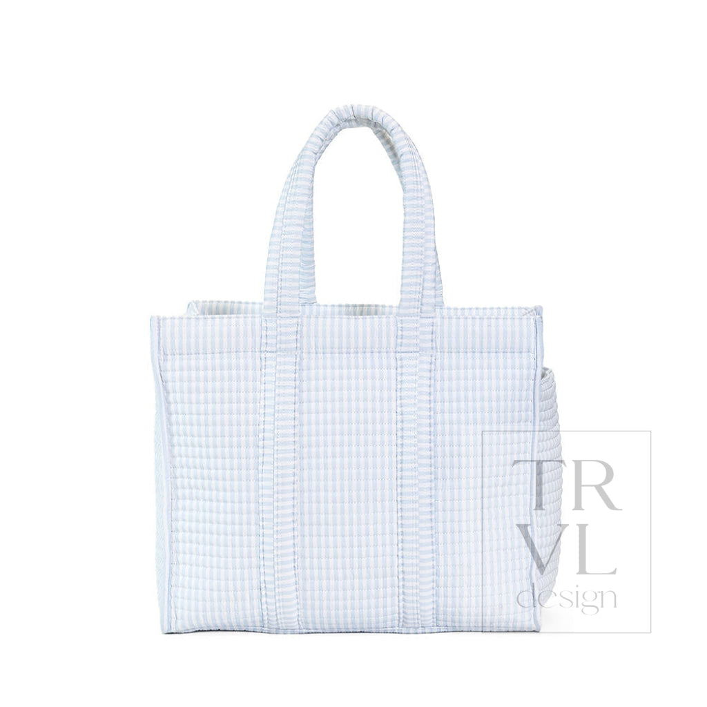 QUILTED GO GO TOTE - PIMLICO STRIPE BLUE - Tote Bags