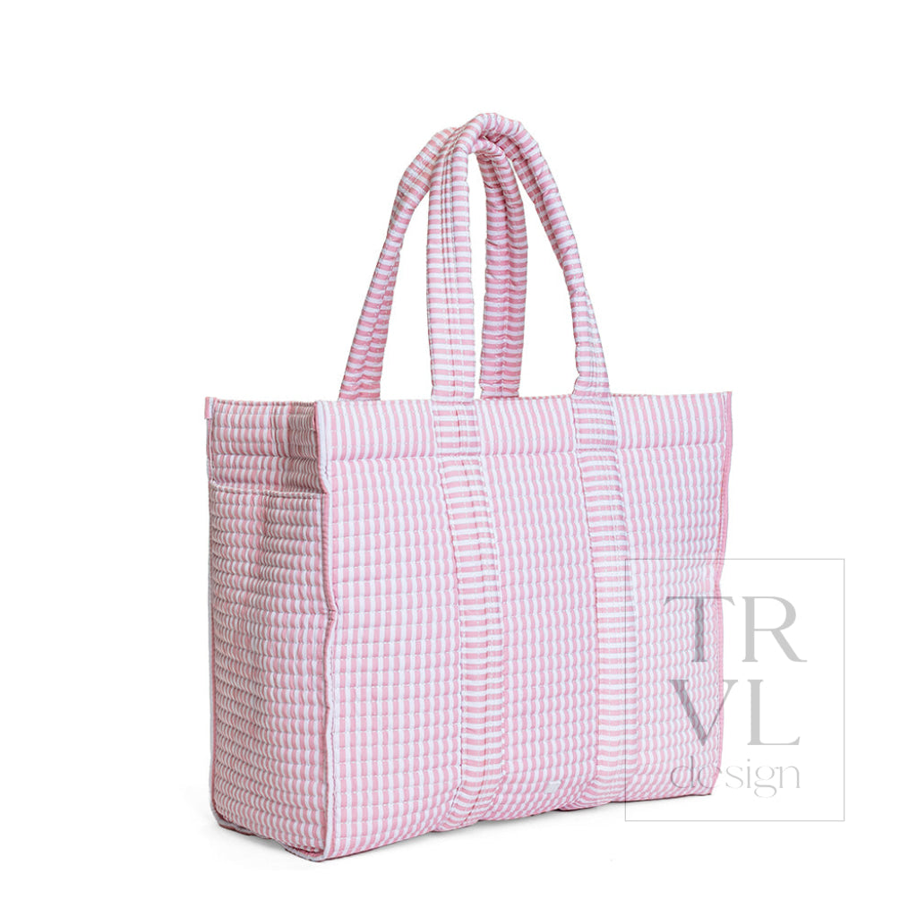 QUILTED GO GO TOTE - PIMLICO STRIPE DUSTY ROSE - Tote Bags