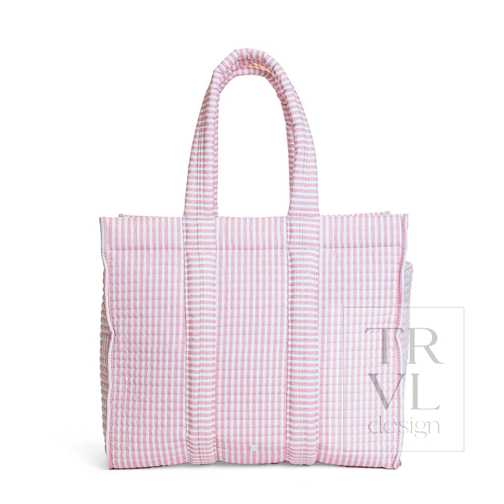 QUILTED GO GO TOTE - PIMLICO STRIPE DUSTY ROSE - Tote Bags