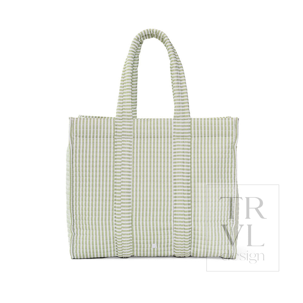 QUILTED GO GO TOTE - PIMLICO STRIPE SAGE - Tote Bags