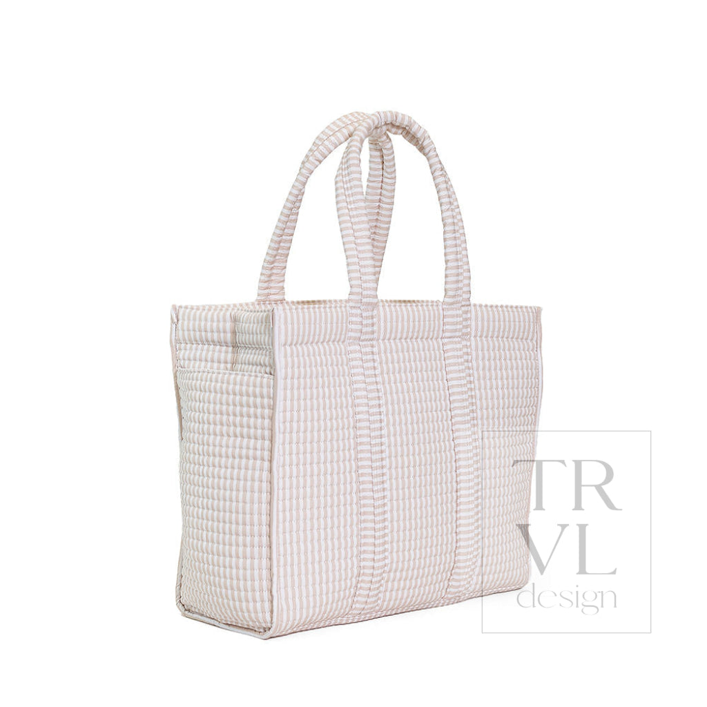 QUILTED GO GO TOTE - PIMLICO STRIPE SAND - Tote Bags