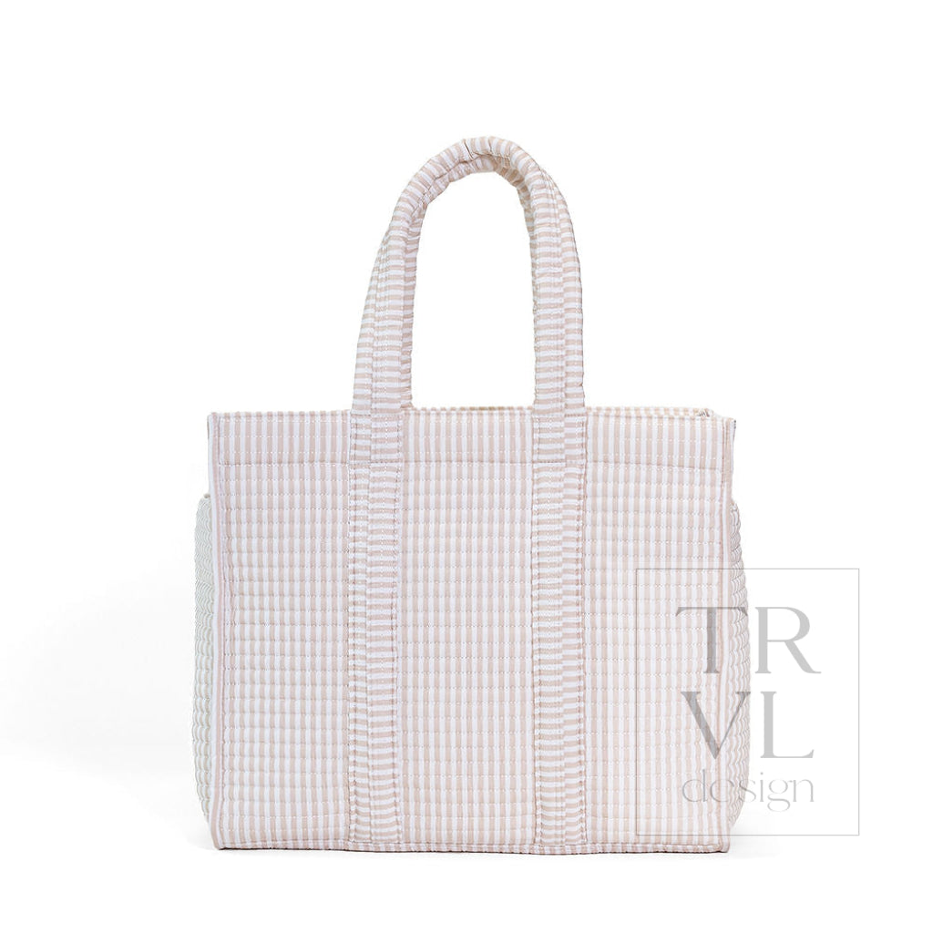 QUILTED GO GO TOTE - PIMLICO STRIPE SAND - Tote Bags