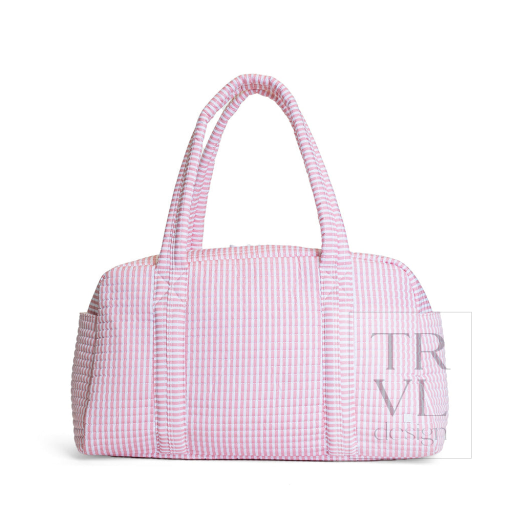 QUILTED GRANDE DUFFEL - PIMLICO STRIPE DUSTY ROSE - Duffel Bags