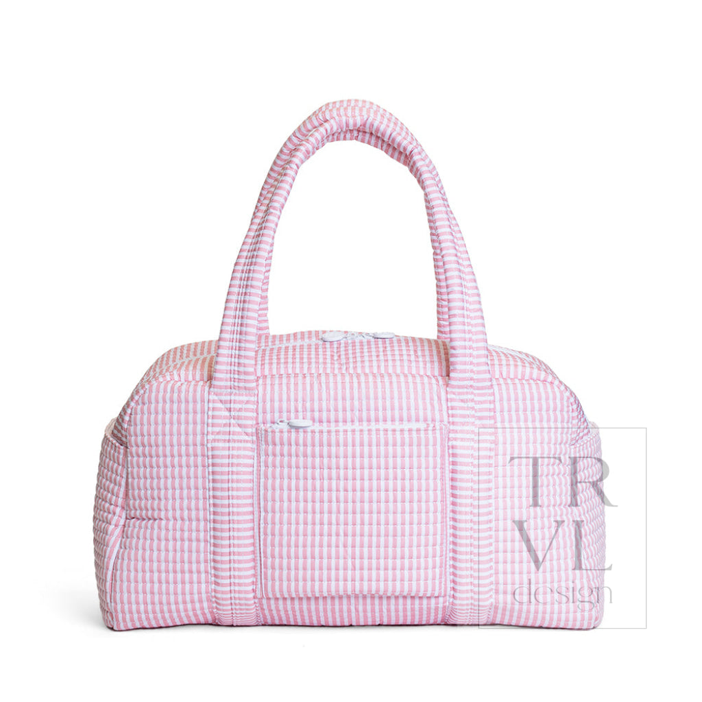 QUILTED GRANDE DUFFEL - PIMLICO STRIPE DUSTY ROSE - Duffel Bags