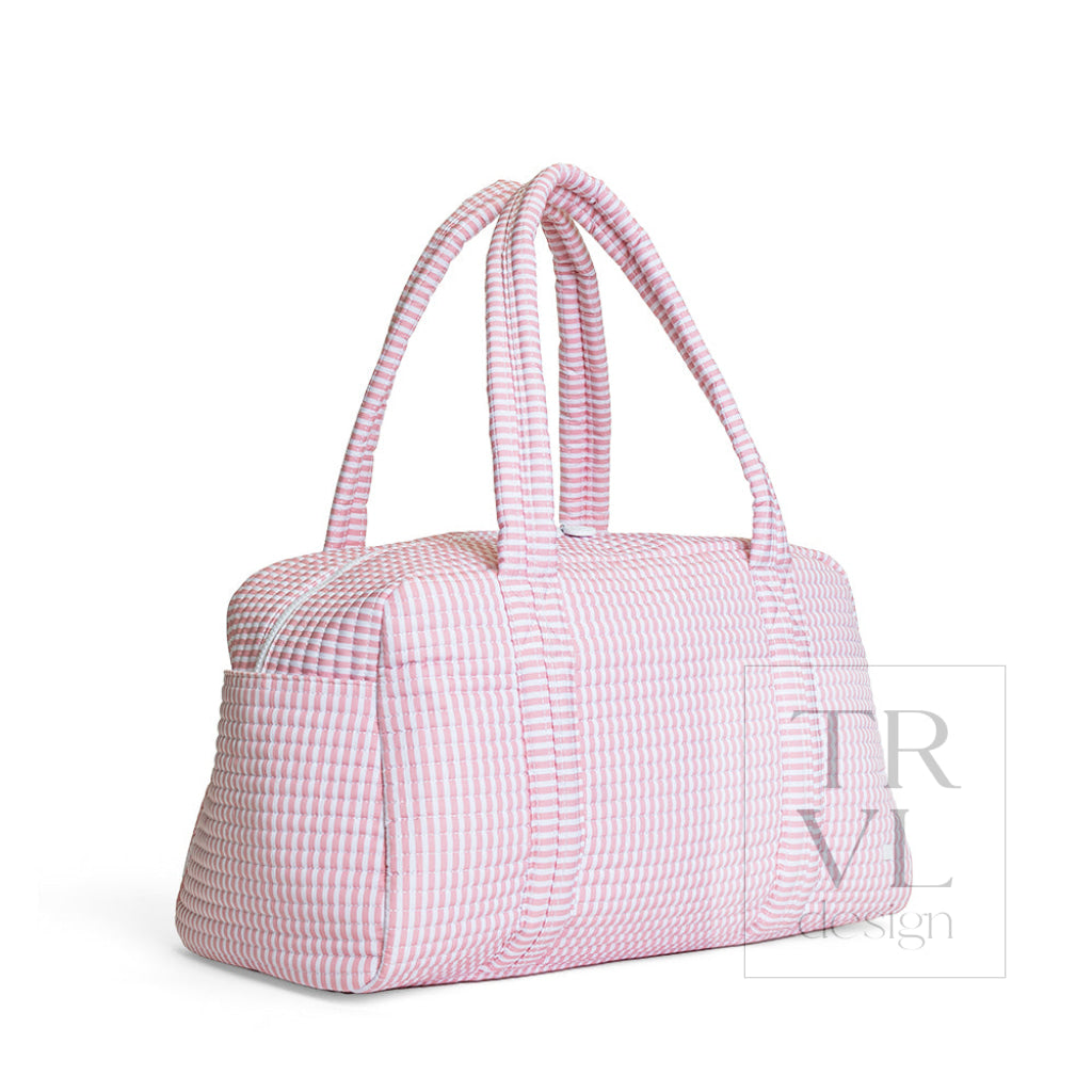 QUILTED GRANDE DUFFEL - PIMLICO STRIPE DUSTY ROSE - Duffel Bags