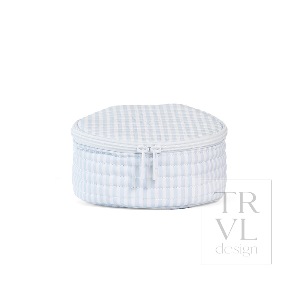 QUILTED JEWEL ROUND - PIMLICO STRIPE BLUE - Jewelry Holders