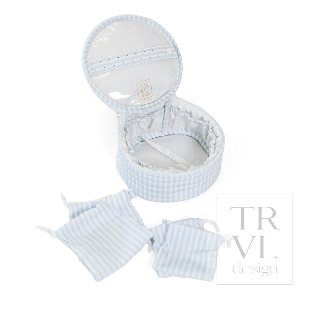 QUILTED JEWEL ROUND - PIMLICO STRIPE BLUE - Jewelry Holders