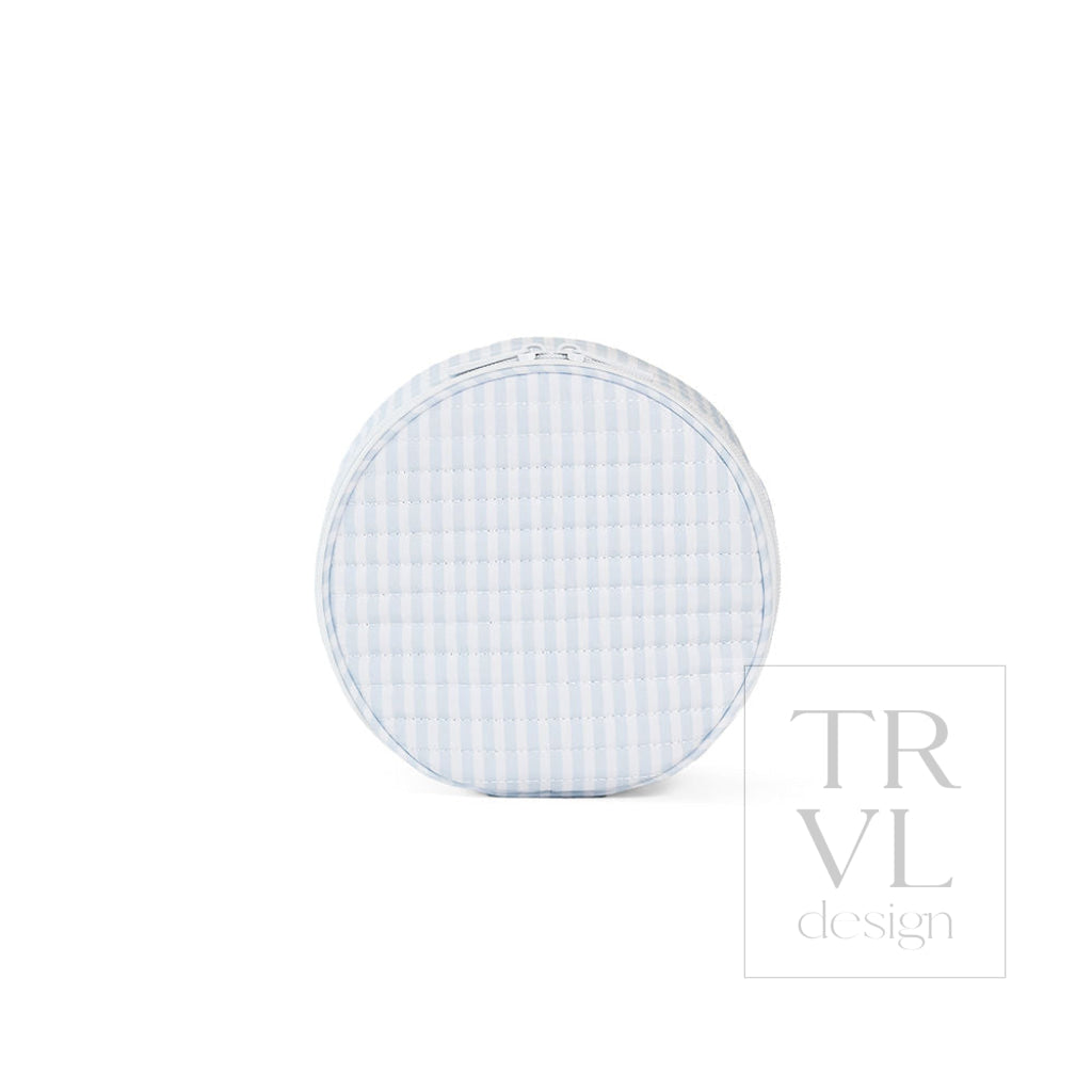 QUILTED JEWEL ROUND - PIMLICO STRIPE BLUE - Jewelry Holders