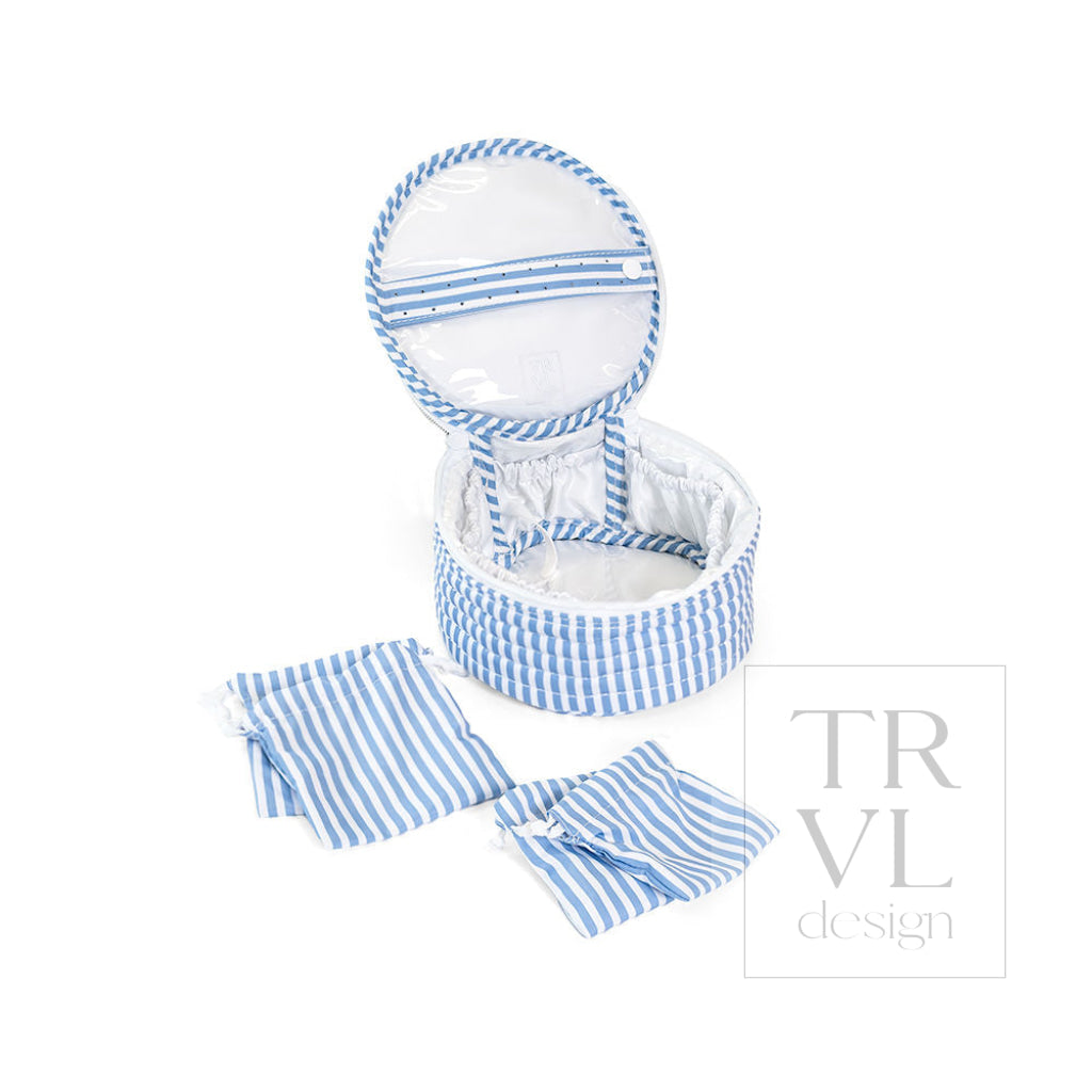 QUILTED JEWEL ROUND - PIMLICO STRIPE CHAMBRAY - Jewelry Holders
