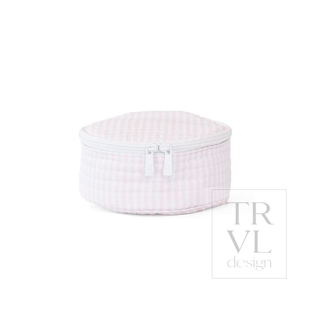 QUILTED JEWEL ROUND - PIMLICO STRIPE PINK - Jewelry Holders