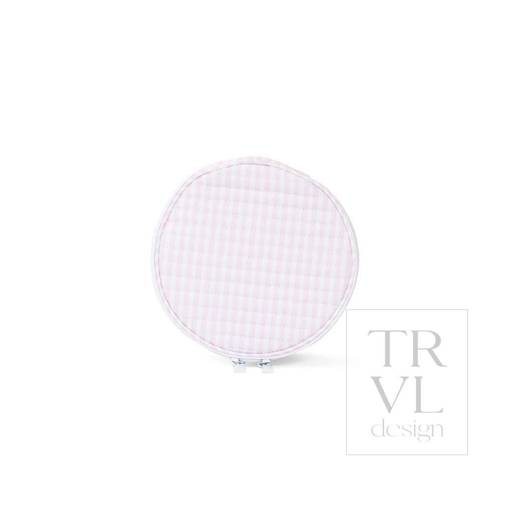 QUILTED JEWEL ROUND - PIMLICO STRIPE PINK - Jewelry Holders