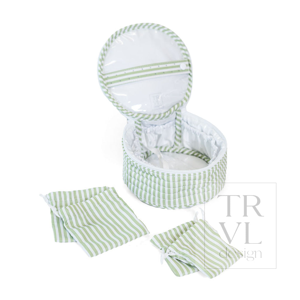 QUILTED JEWEL ROUND - PIMLICO STRIPE SAGE - Jewelry Holders