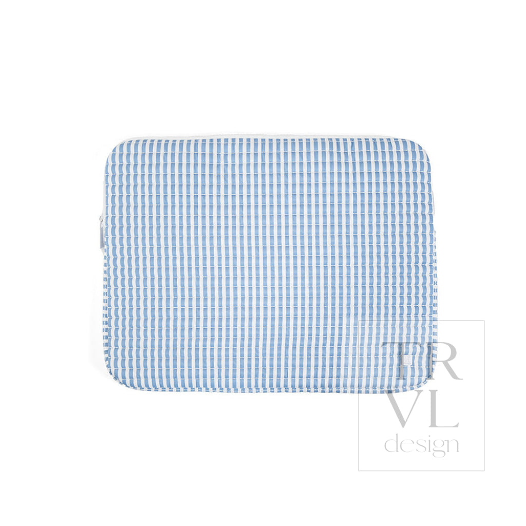 QUILTED LAPTOP SLEEVE - PIMLICO STRIPE CHAMBRAY - Travel Pouches
