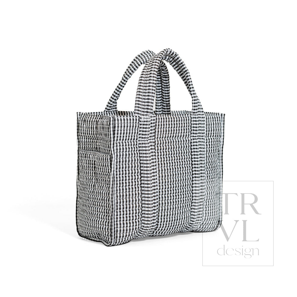 QUILTED MINI GO GO TOTE - GINGHAM BLACK - Tote Bags