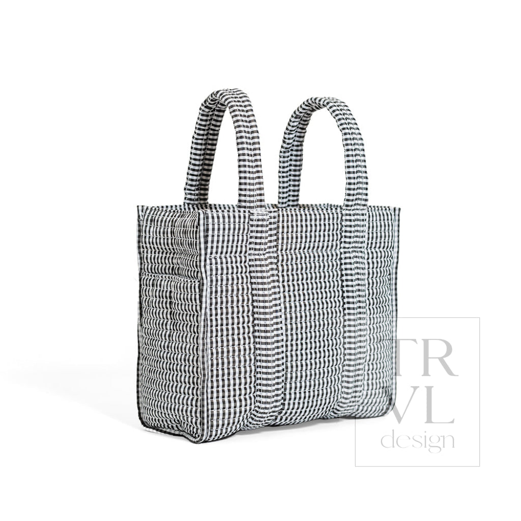 QUILTED MINI GO GO TOTE - GINGHAM BLACK - Tote Bags