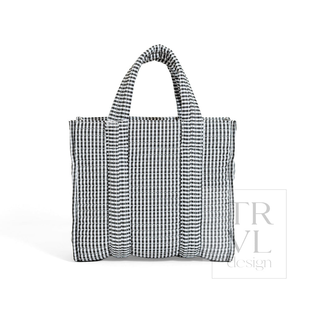 QUILTED MINI GO GO TOTE - GINGHAM BLACK - Tote Bags