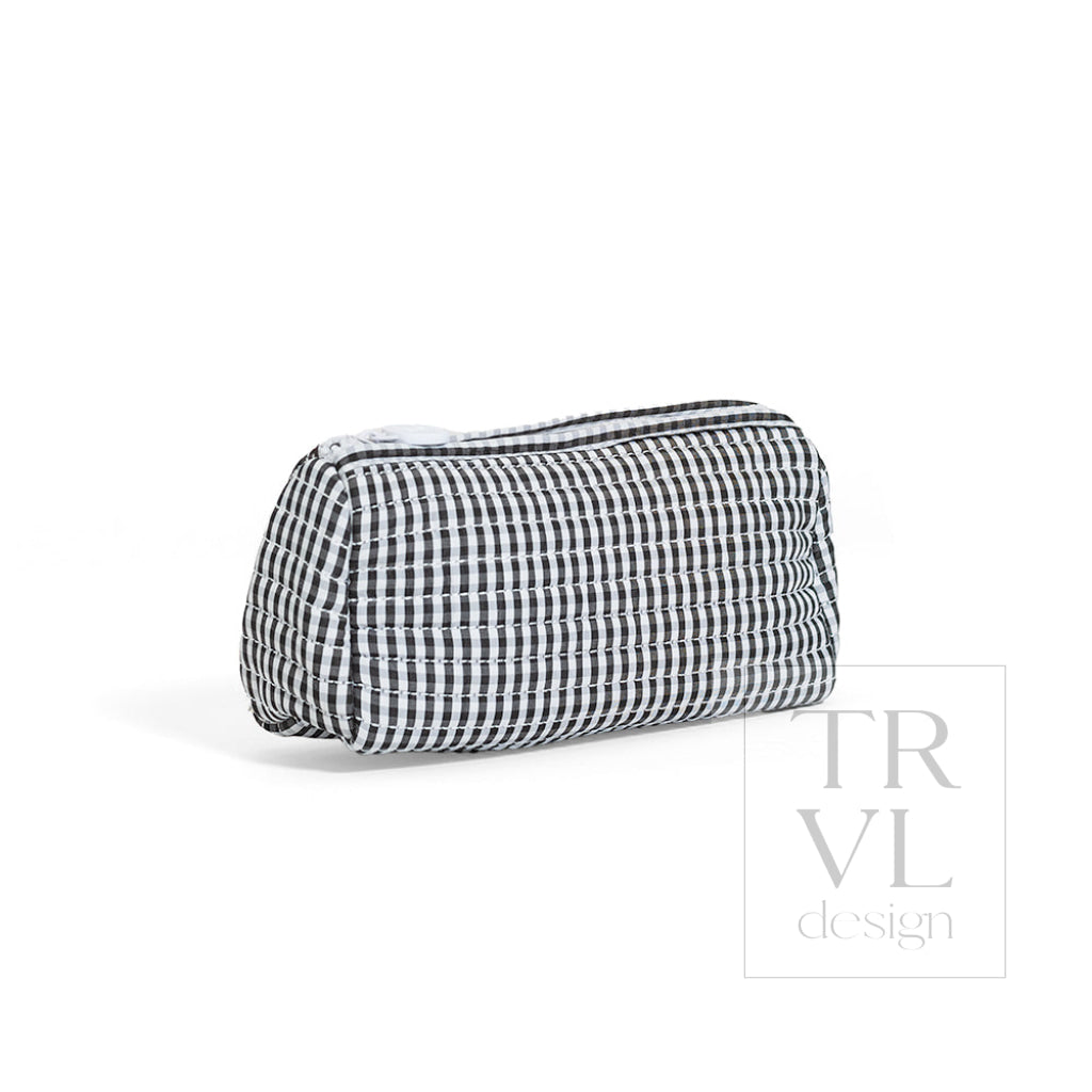 QUILTED POCHETTE BAG - GINGHAM BLACK - Cosmetic & Toiletry Bags