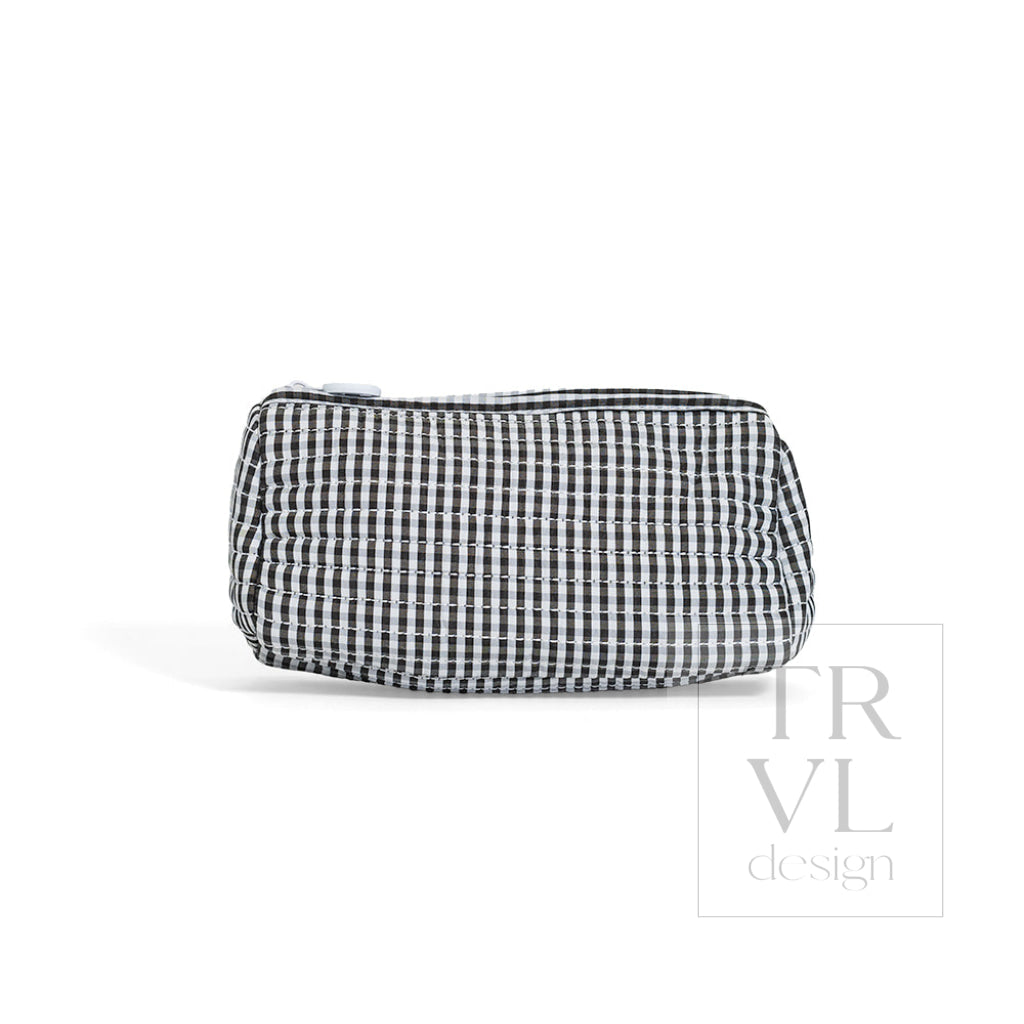 QUILTED POCHETTE BAG - GINGHAM BLACK - Cosmetic & Toiletry Bags