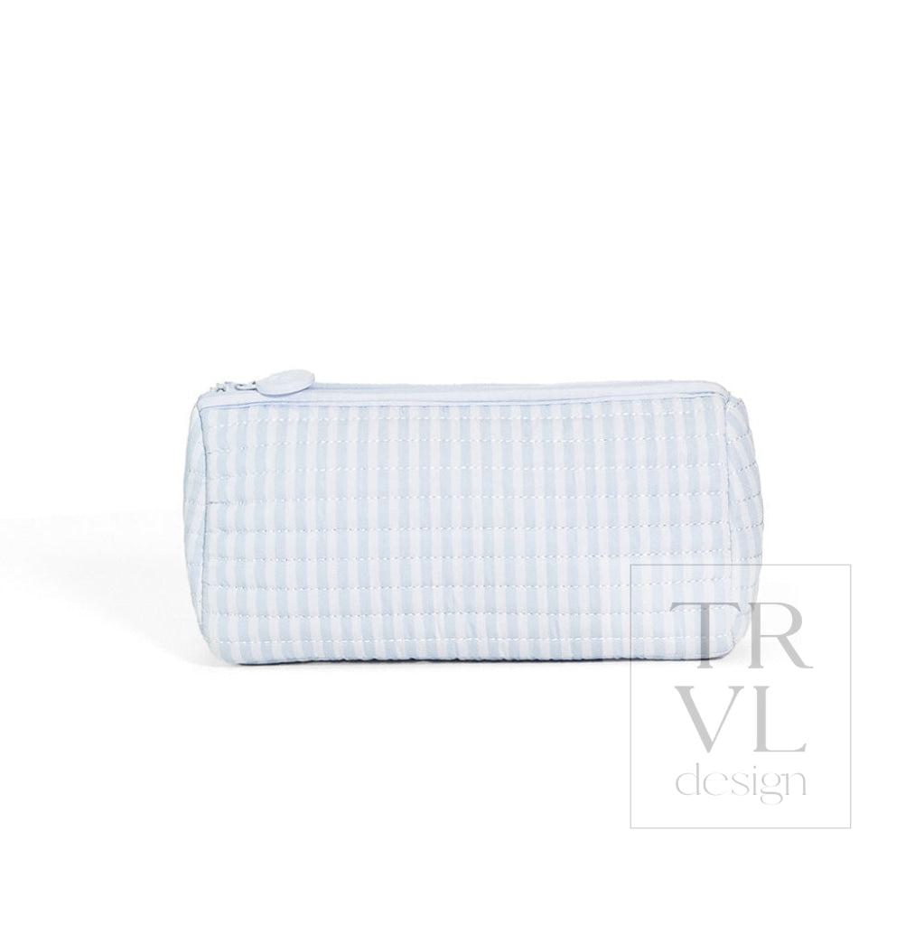 QUILTED POCHETTE BAG - PIMLICO STRIPE BLUE - Cosmetic & Toiletry Bags