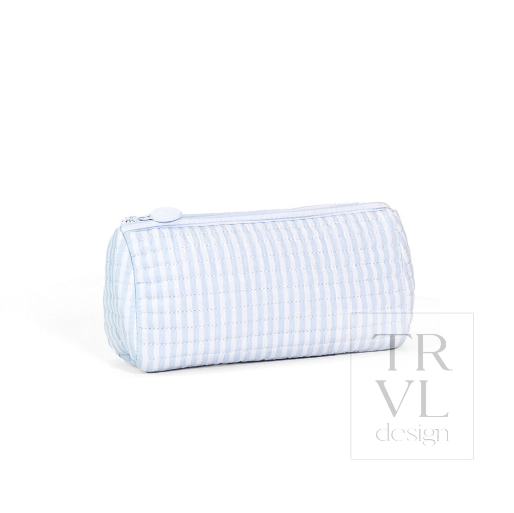 QUILTED POCHETTE BAG - PIMLICO STRIPE BLUE - Cosmetic & Toiletry Bags