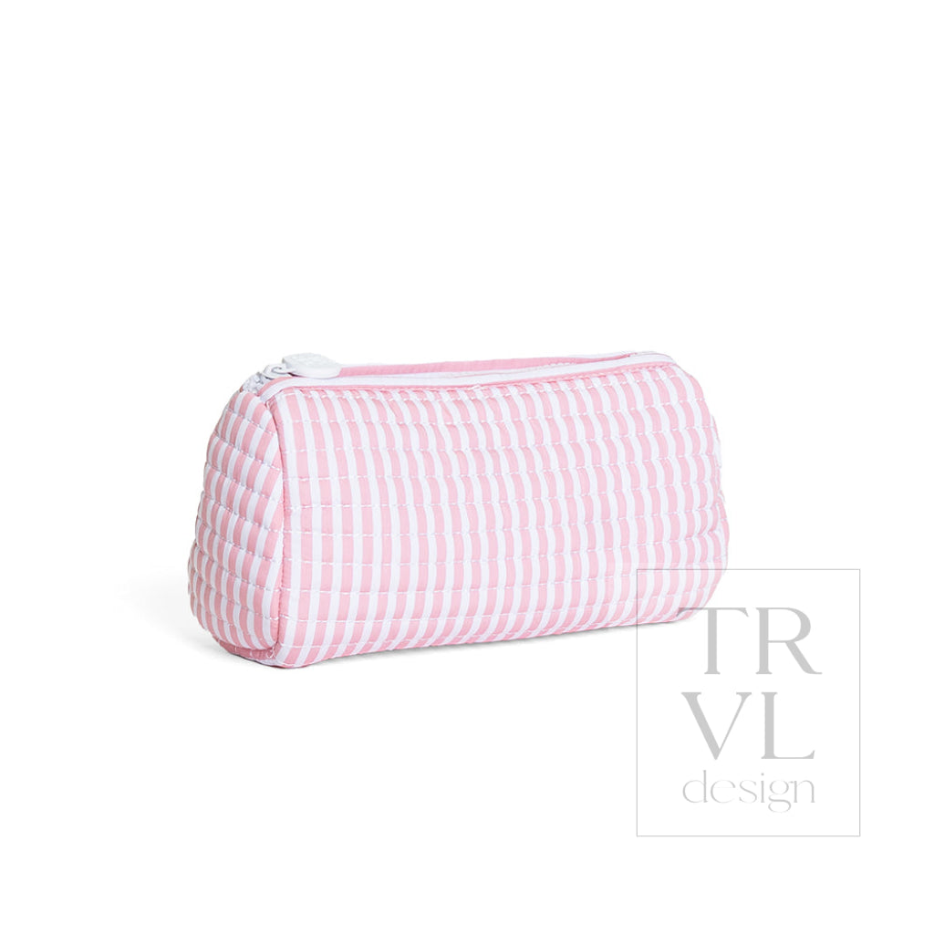 QUILTED POCHETTE BAG - PIMLICO STRIPE DUSTY ROSE - Cosmetic & Toiletry Bags