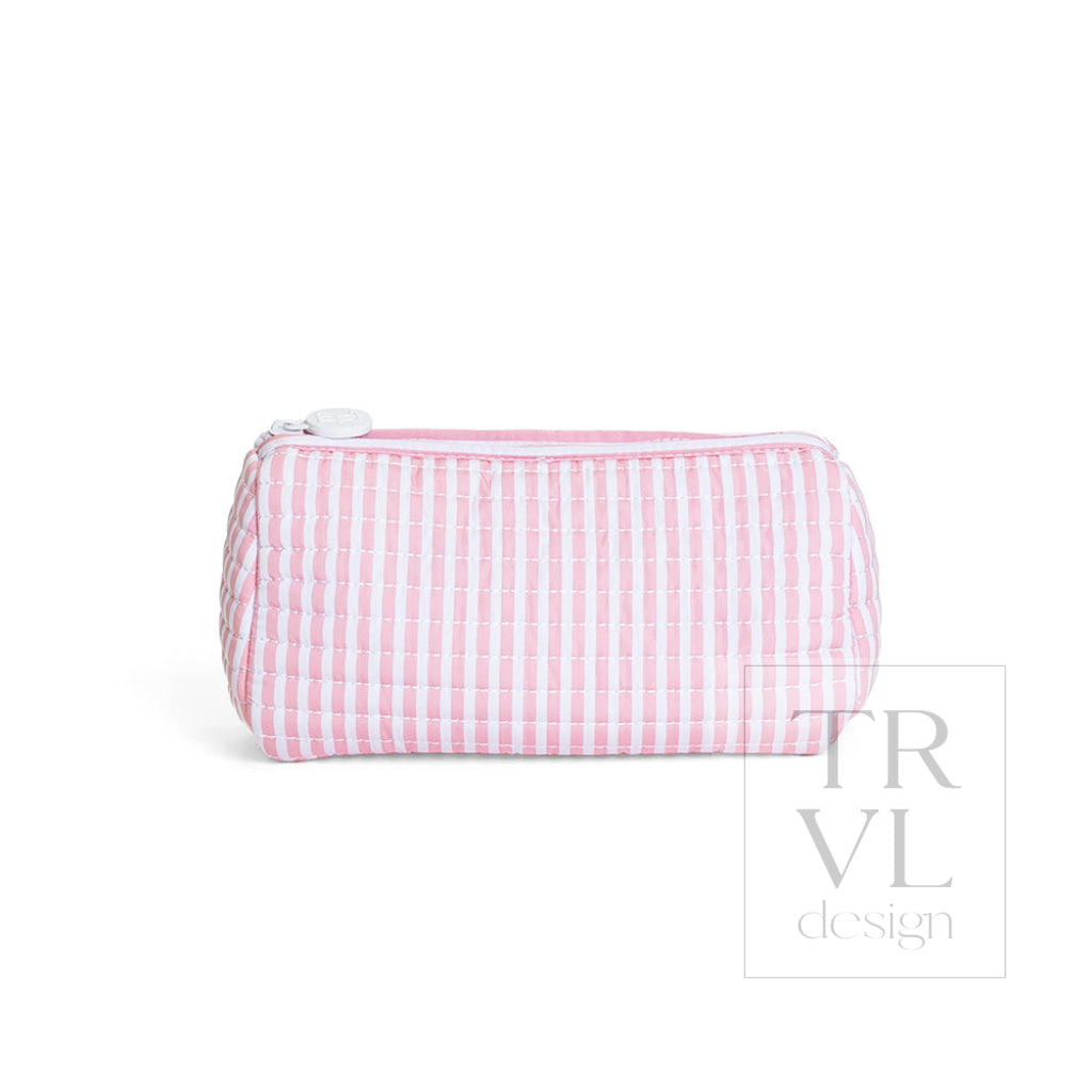 QUILTED POCHETTE BAG - PIMLICO STRIPE DUSTY ROSE - Cosmetic & Toiletry Bags