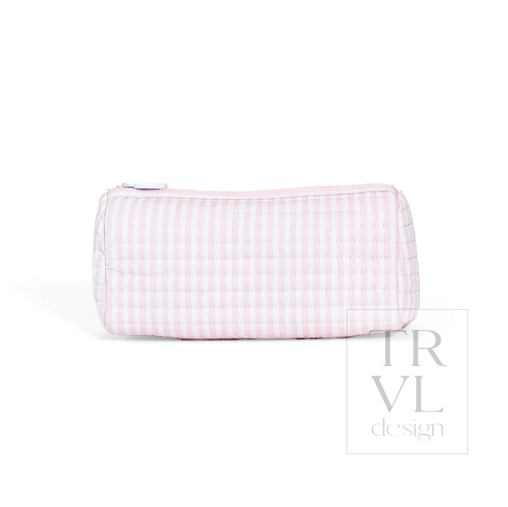 QUILTED POCHETTE BAG - PIMLICO STRIPE PINK - Cosmetic & Toiletry Bags