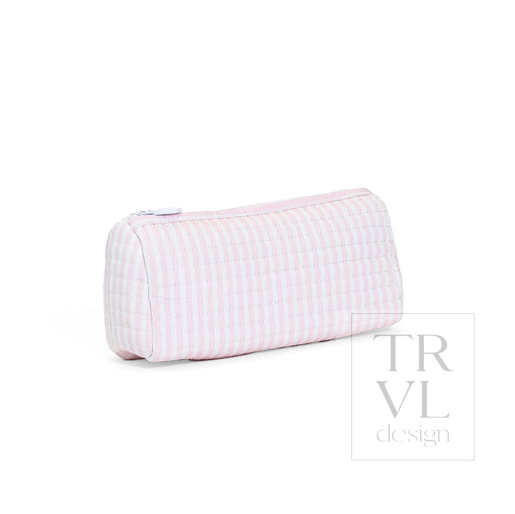 QUILTED POCHETTE BAG - PIMLICO STRIPE PINK - Cosmetic & Toiletry Bags