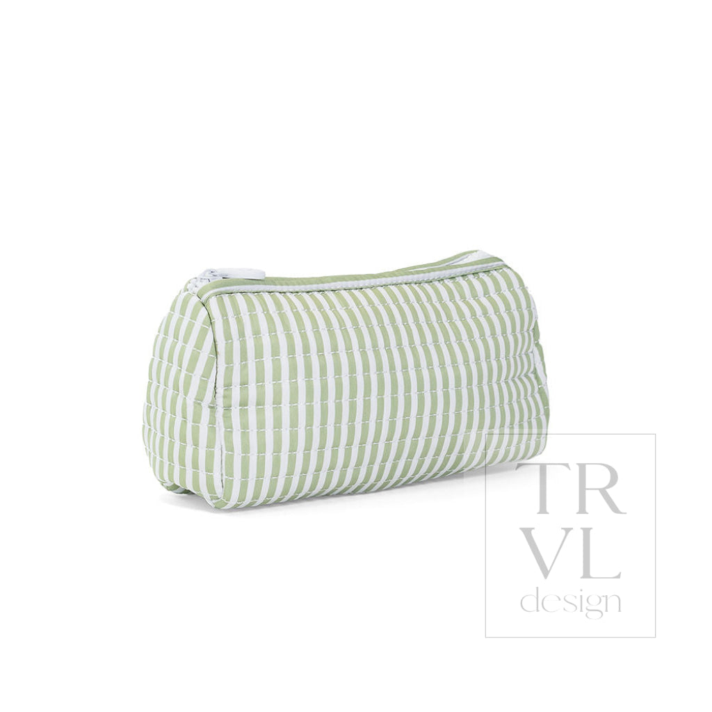 QUILTED POCHETTE BAG - PIMLICO STRIPE SAGE - Cosmetic & Toiletry Bags