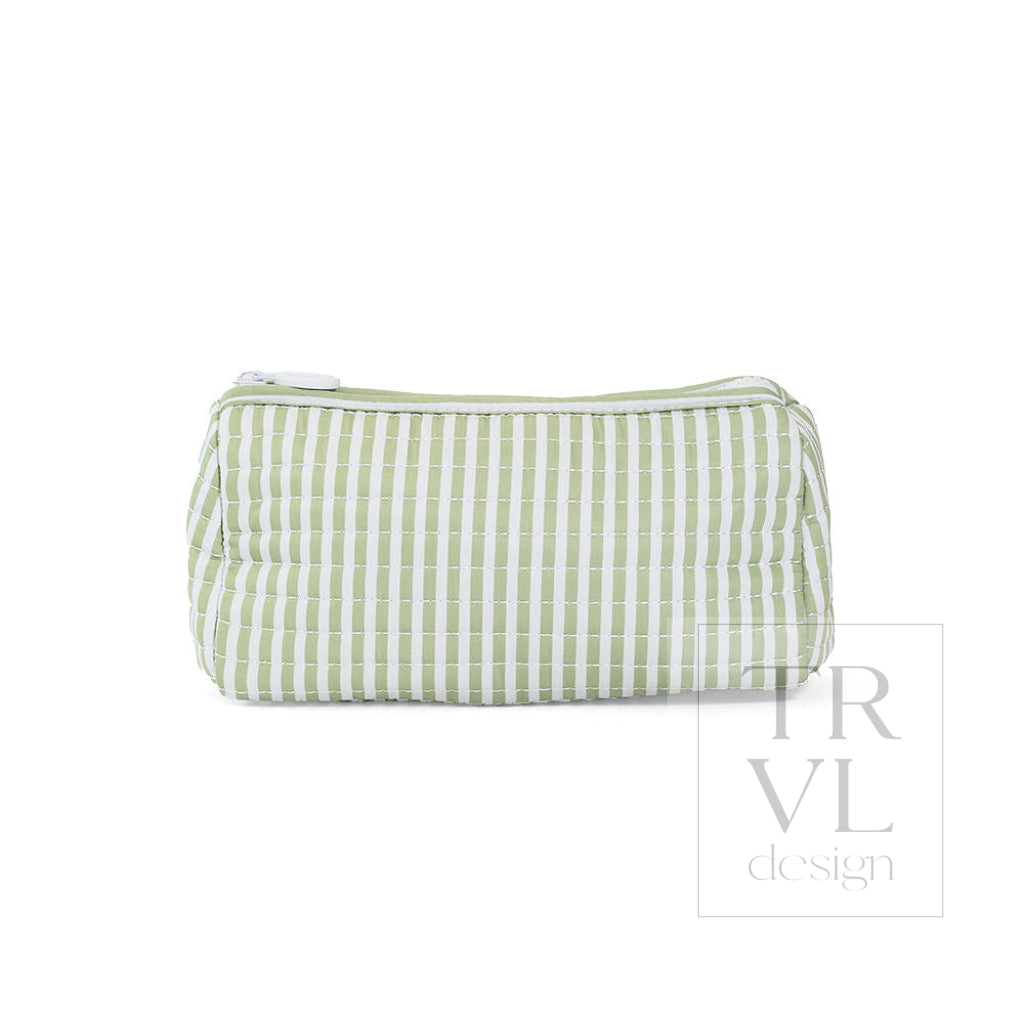 QUILTED POCHETTE BAG - PIMLICO STRIPE SAGE - Cosmetic & Toiletry Bags