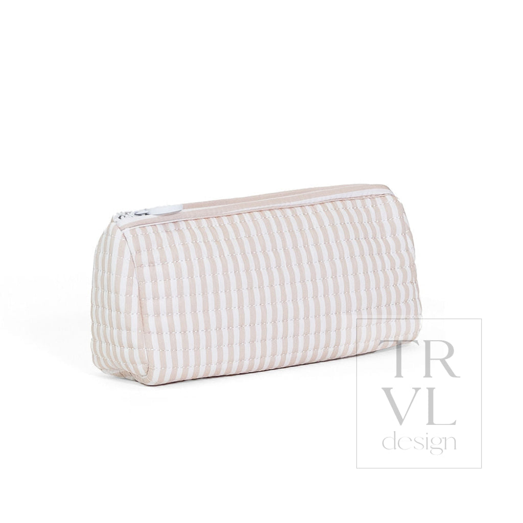 QUILTED POCHETTE BAG - PIMLICO STRIPE SAND - Cosmetic & Toiletry Bags