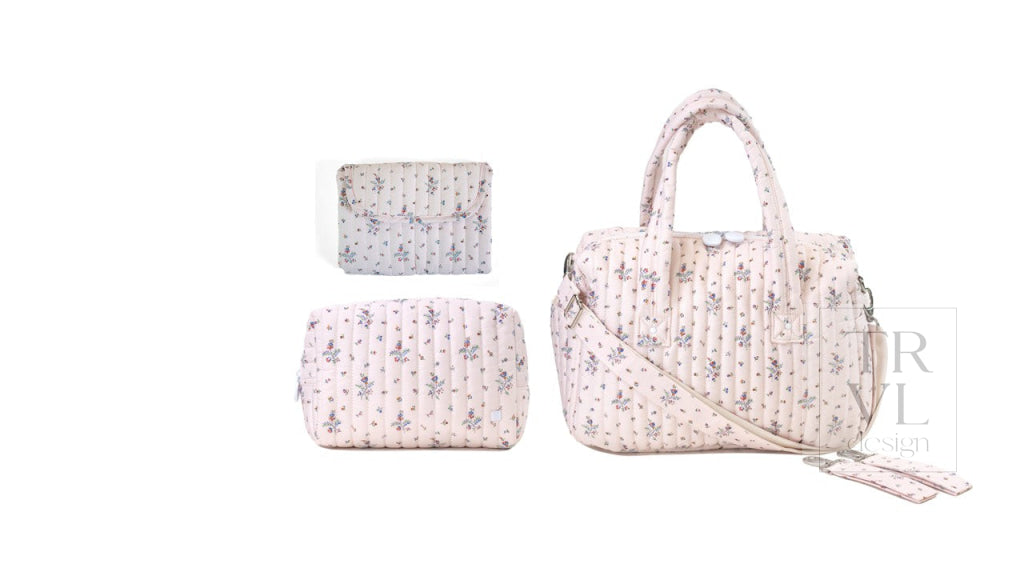 Quilted Stroller Bag Bundle in Fleurie + Changer Mat + Everyday (3 Piece) - Baby Gift Sets
