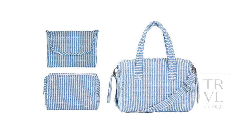 Quilted Stroller Bag Bundle in Pimlico Stripe Chambray + Changer Mat + Everyday (3 Piece) - Baby Gift Sets