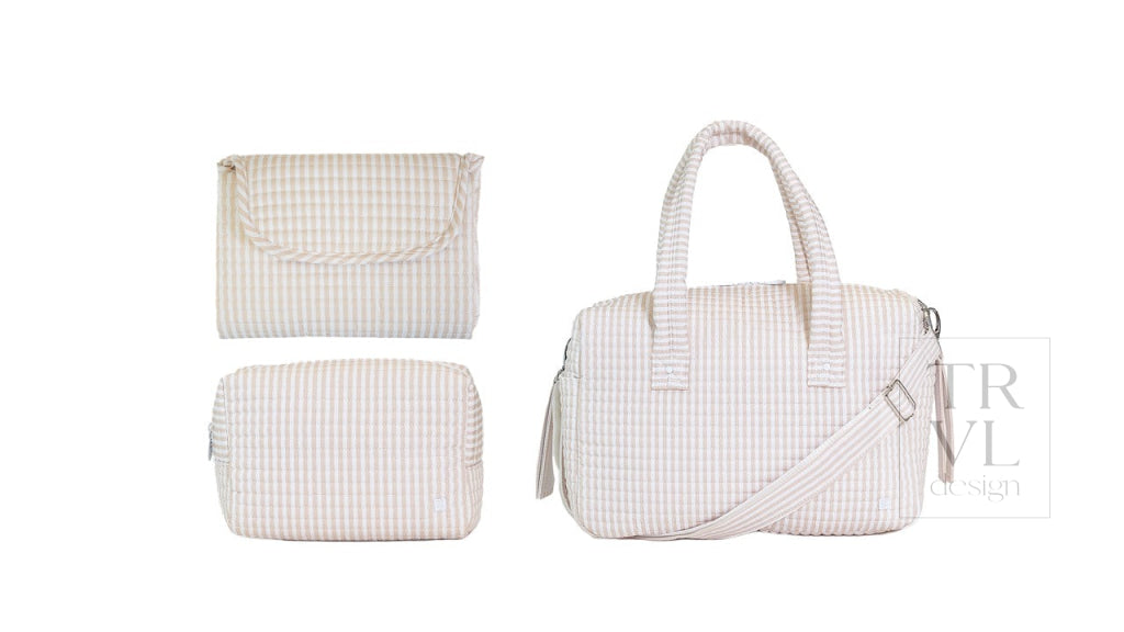 Quilted Stroller Bag Bundle in Pimlico Stripe Sand + Changer Mat + Everyday (3 Piece) - Baby Gift Sets
