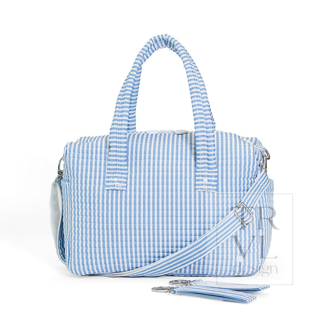 QUILTED STROLLER BAG - PIMLICO STRIPE CHAMBRAY - Stroller Travel Bags