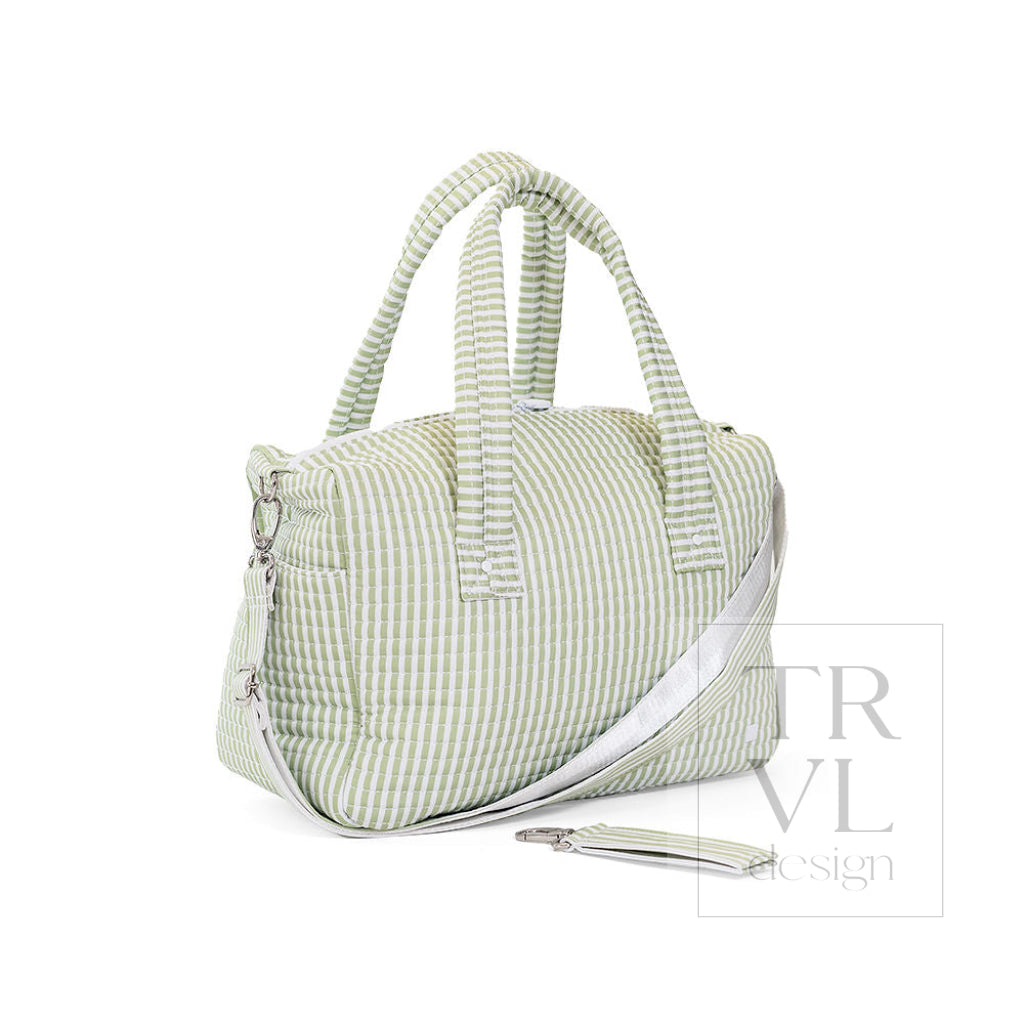 QUILTED STROLLER BAG - PIMLICO STRIPE SAGE - Stroller Travel Bags