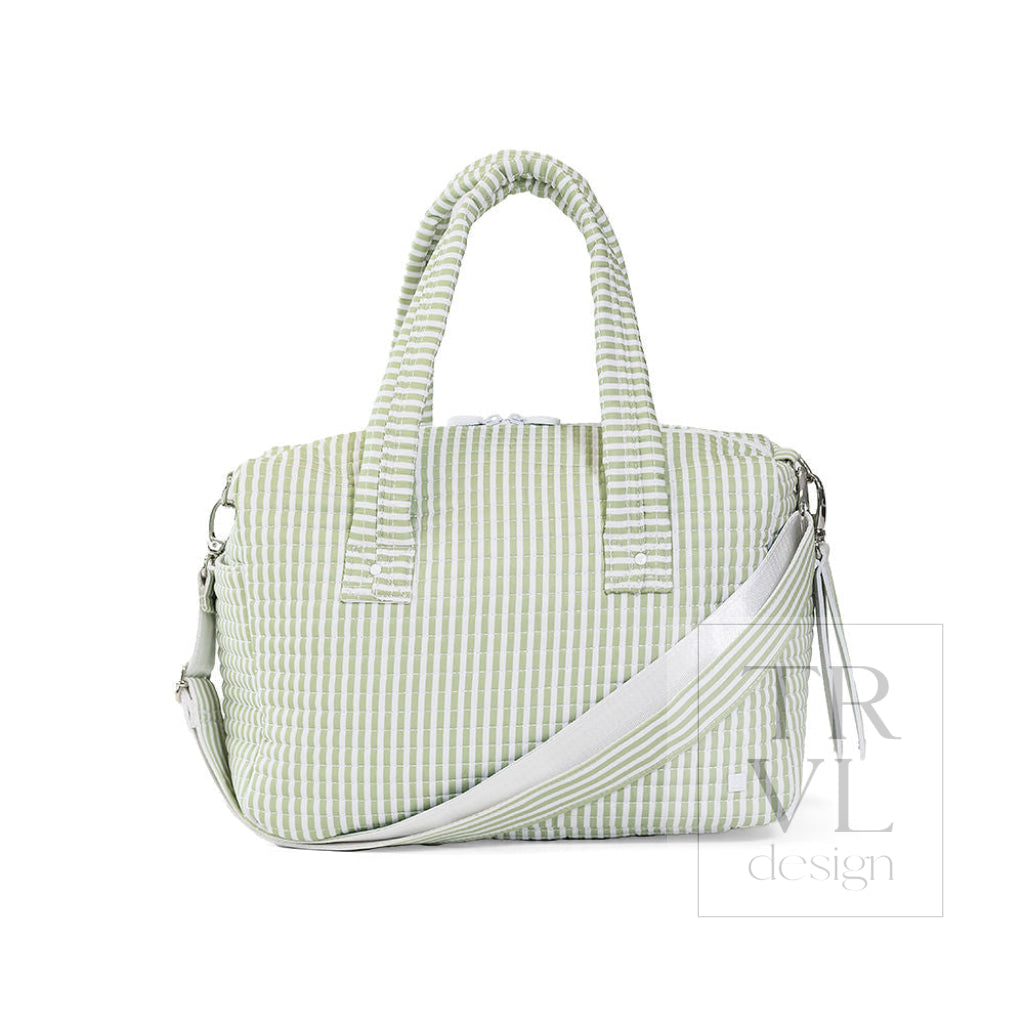 QUILTED STROLLER BAG - PIMLICO STRIPE SAGE - Stroller Travel Bags
