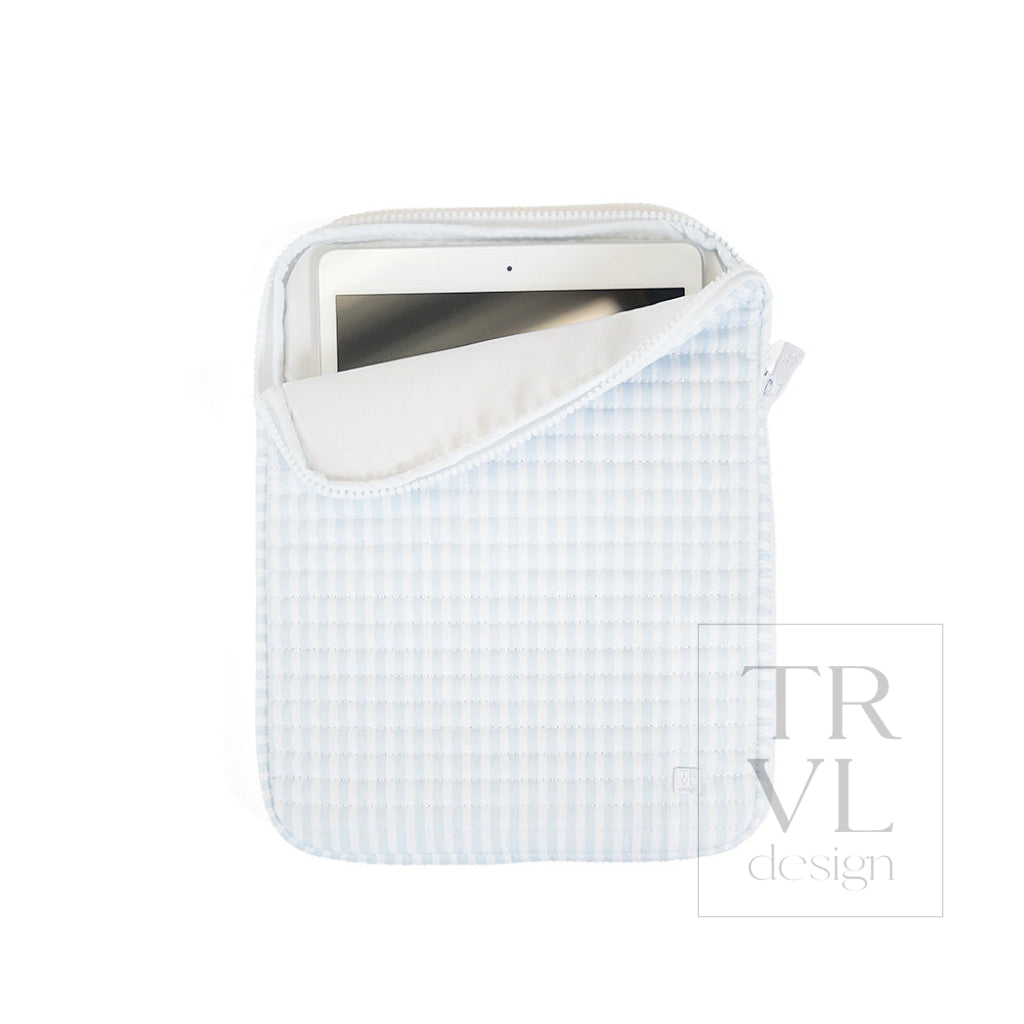 QUILTED TABLET CASE - PIMLICO STRIPE BLUE - Travel Pouches