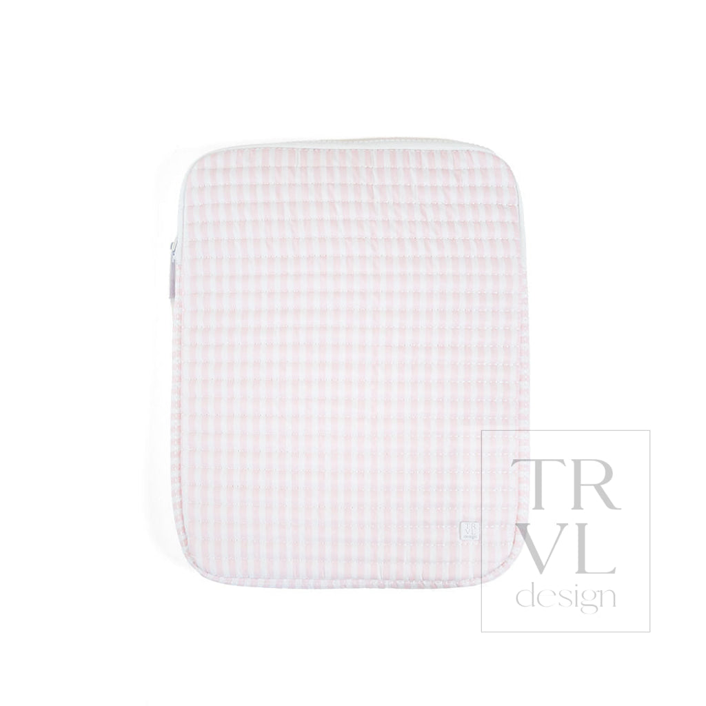 QUILTED TABLET CASE - PIMLICO STRIPE PINK - Travel Pouches
