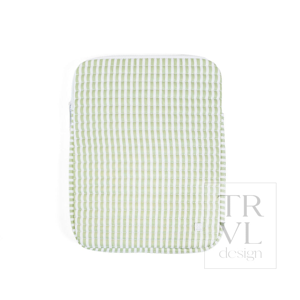QUILTED TABLET CASE - PIMLICO STRIPE SAGE - Travel Pouches