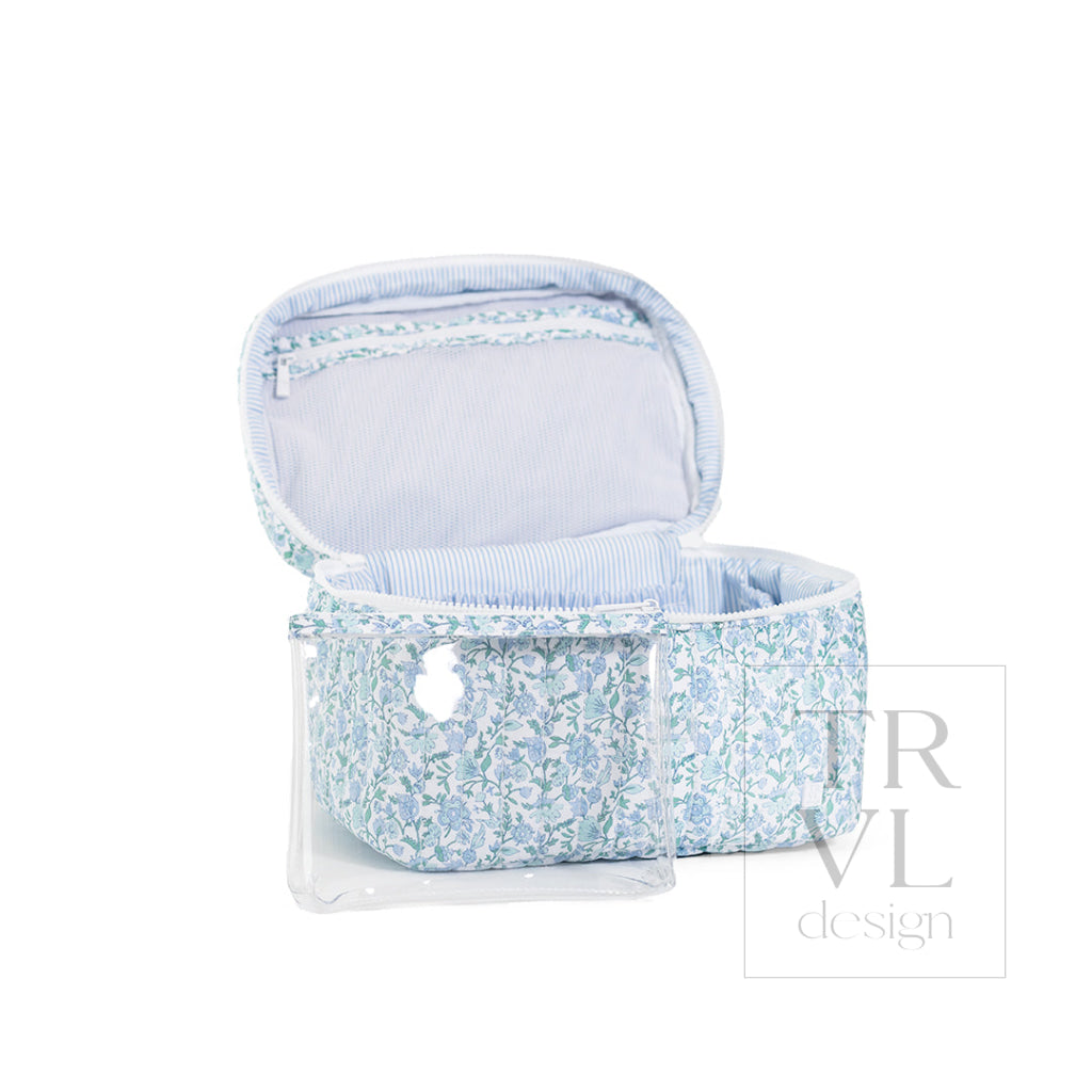 QUILTED TRAIN SET - HAMPTONS FLORAL - Cosmetic & Toiletry Bags