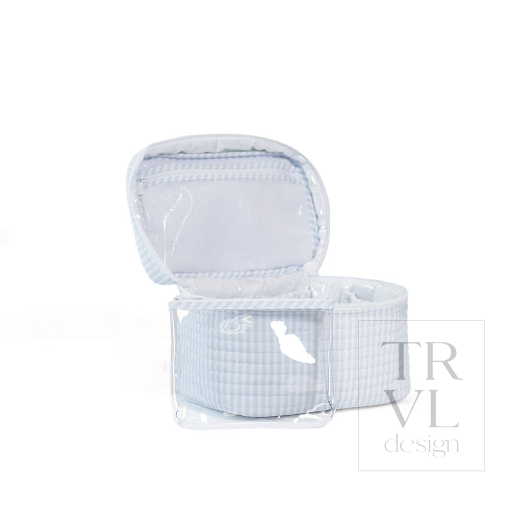QUILTED TRAIN SET - PIMLICO STRIPE BLUE - Cosmetic & Toiletry Bags